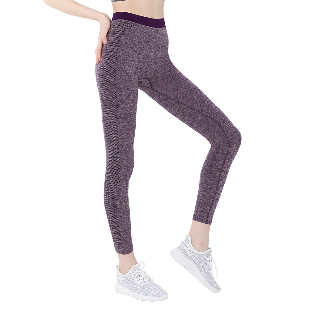 超彈力透氣肌動瑜珈褲-女款-深紫 (FREE)