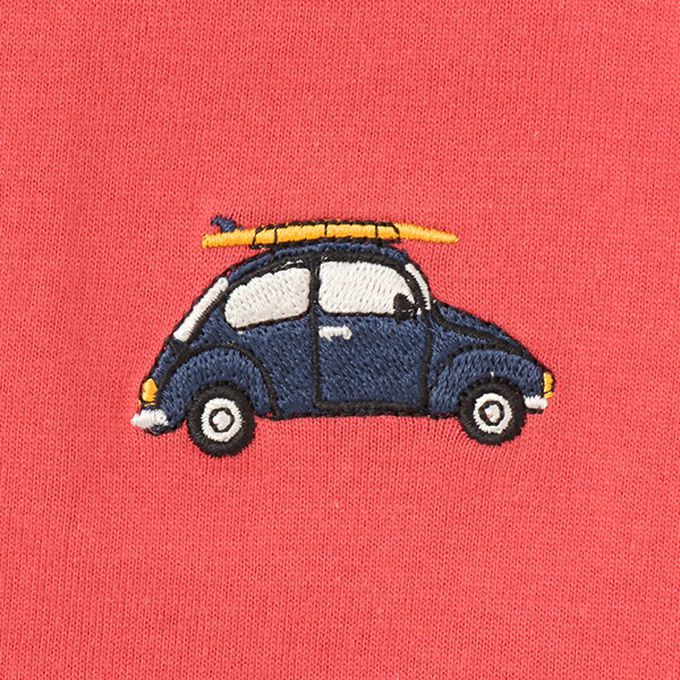 日本 petit main - [低價]接觸冷感 刺繡短袖上衣-大象-淺藍