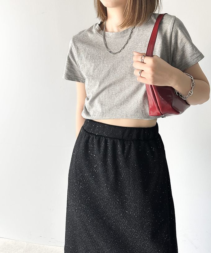 日本 Classical Elf - 時尚後開叉鬆緊銀蔥裙-銀灰