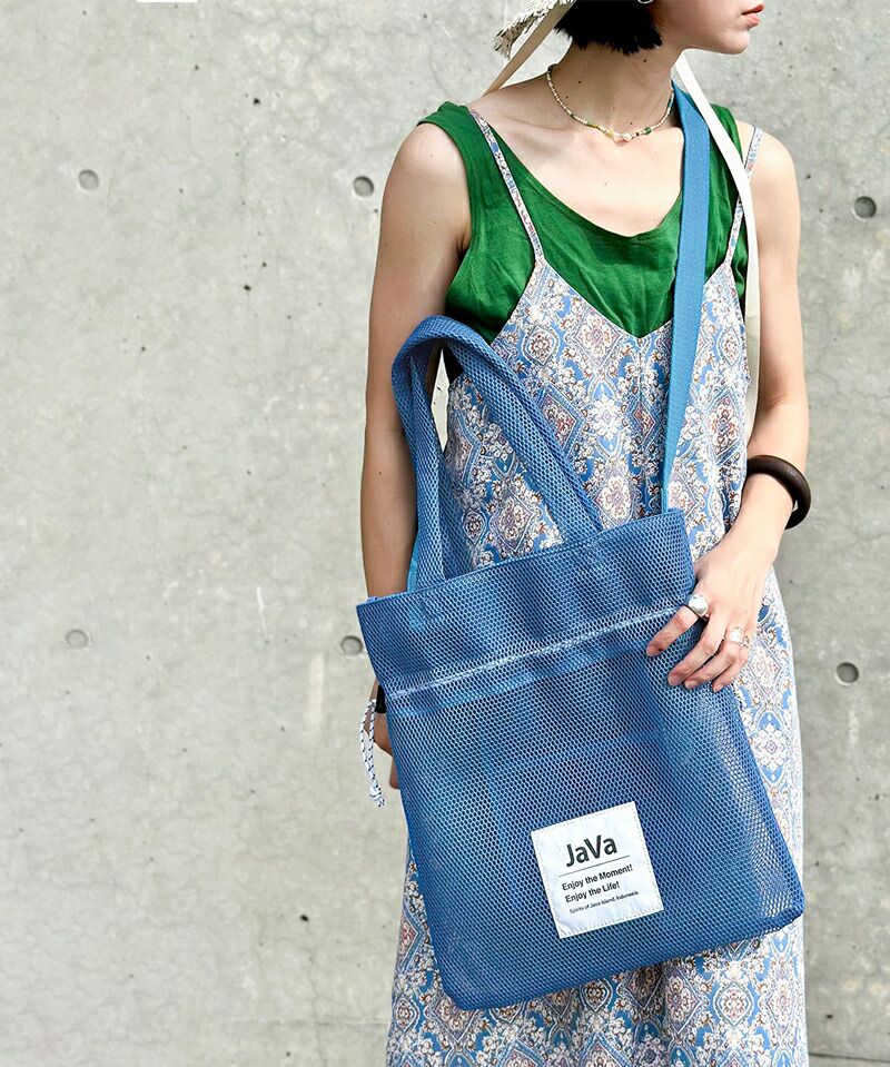 日本 Classical Elf - Java聯名 休閒抽繩洞洞提袋-深藍