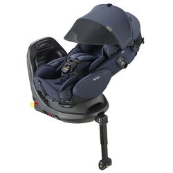日本 Aprica - 0~4歲平躺型汽車安全座椅Fladea grow EVER Premium-(ISOFIX、橫向平躺、360度旋轉)-海軍藍 NV