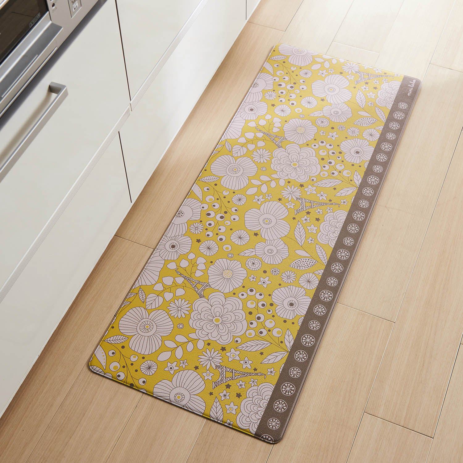 日本千趣會 - mini labo 長條型腳踏墊(廚房/臥室)-減壓款-春日黃花