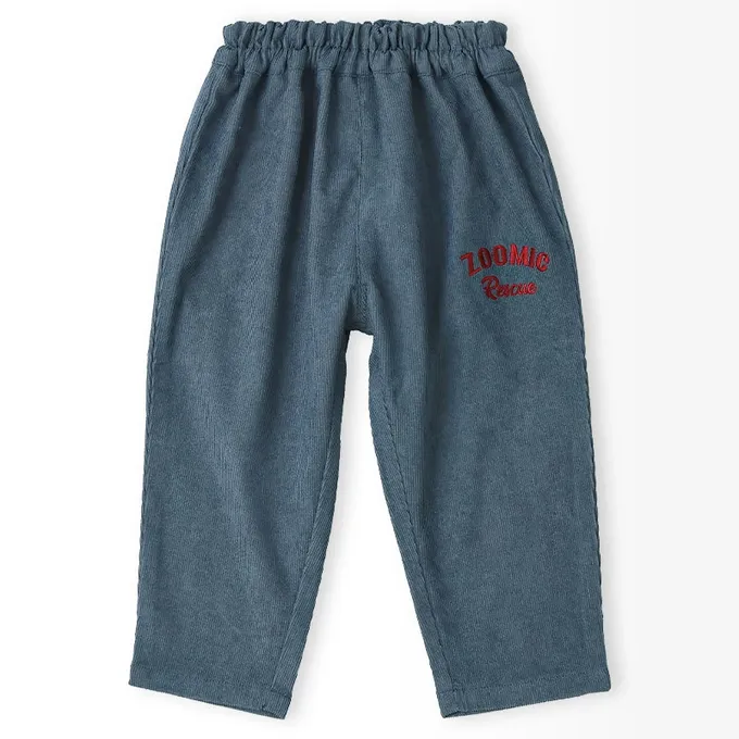 日本 ZOOLAND - 熊熊救援隊 燈芯絨車車口袋長褲-警車-軍綠