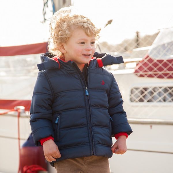 英國 JoJo Maman BeBe - 防雨/防風水手鋪棉外套-優雅藍