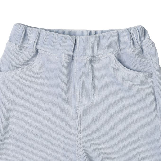 akachan honpo - 10分燈心絨褲-膝蓋圖案-淺藍色