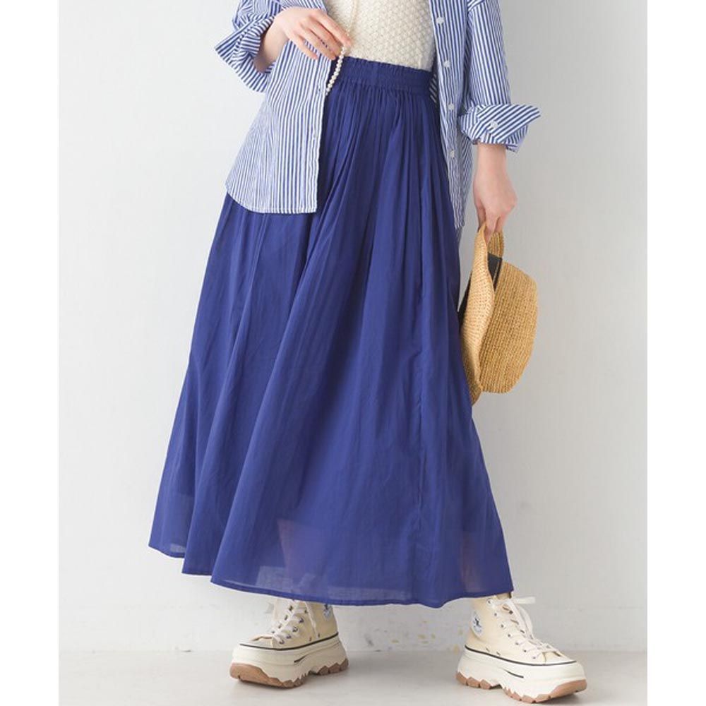 日本 OMNES - 100%印度棉 夏日透氣長裙-寶石藍
