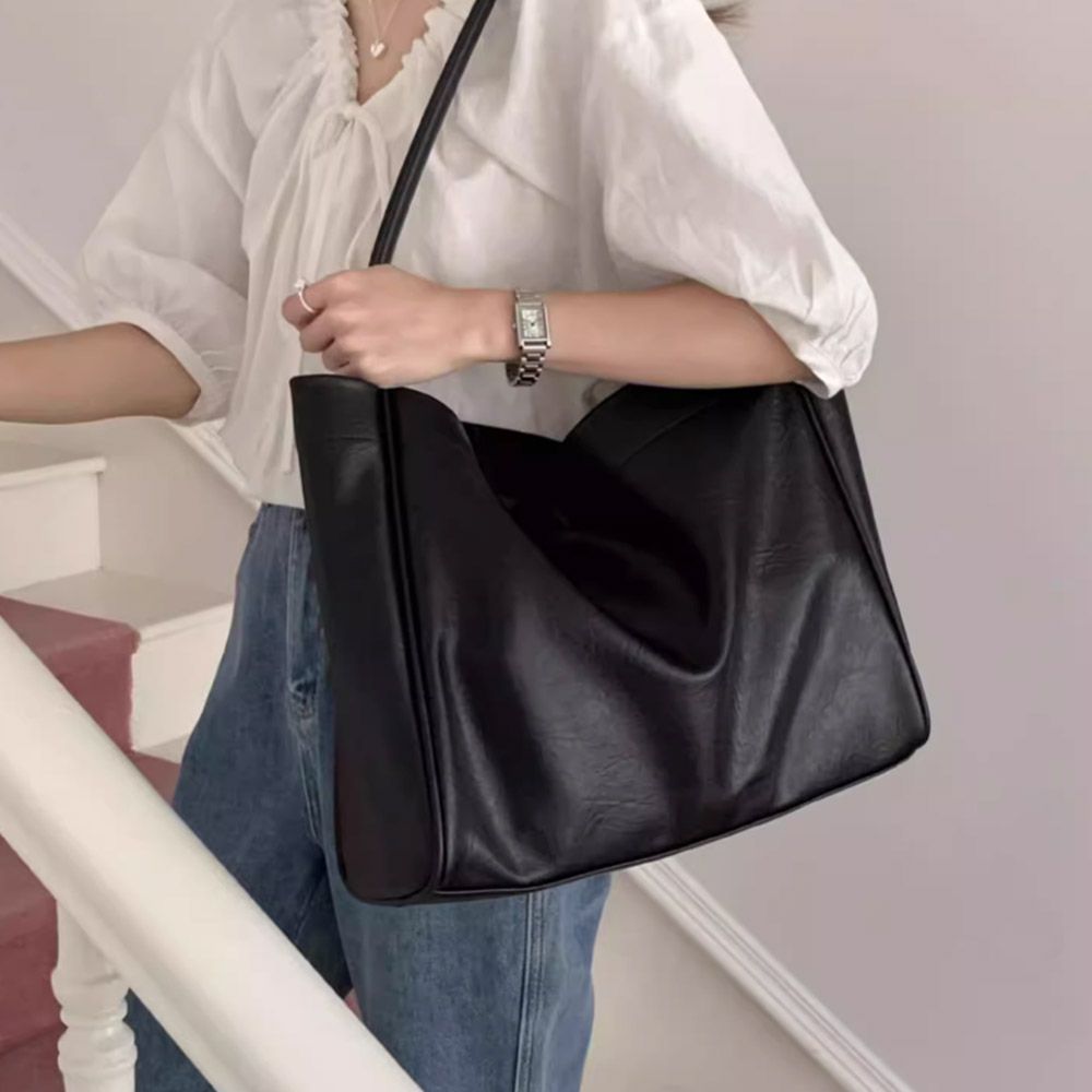 美拉德風大容量托特包/軟皮腋下包/通勤單肩包