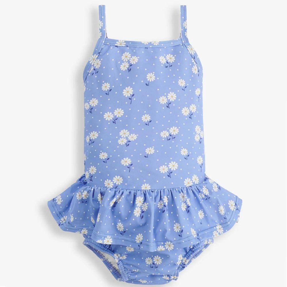 英國 JoJo Maman BeBe - 嬰幼兒/兒童連身泳裝-藍色雛菊