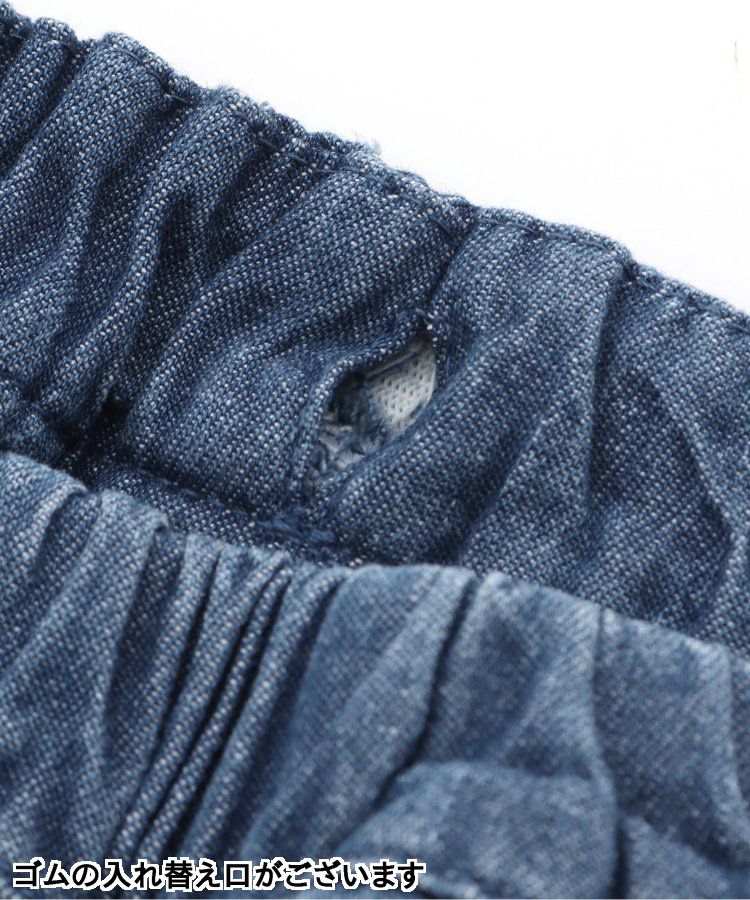 日本 apres les cours - 荷葉邊俏麗排扣褲裙-丹寧藍