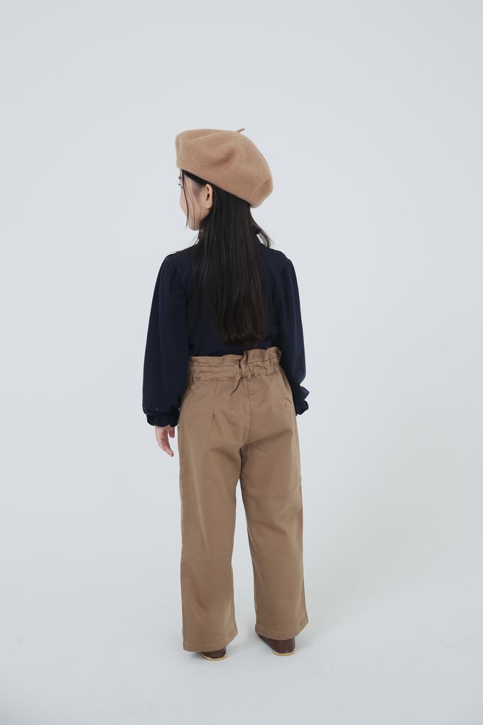 韓國 Coco Bang - 鈕釦波浪邊點綴小領長袖上衣-象牙白