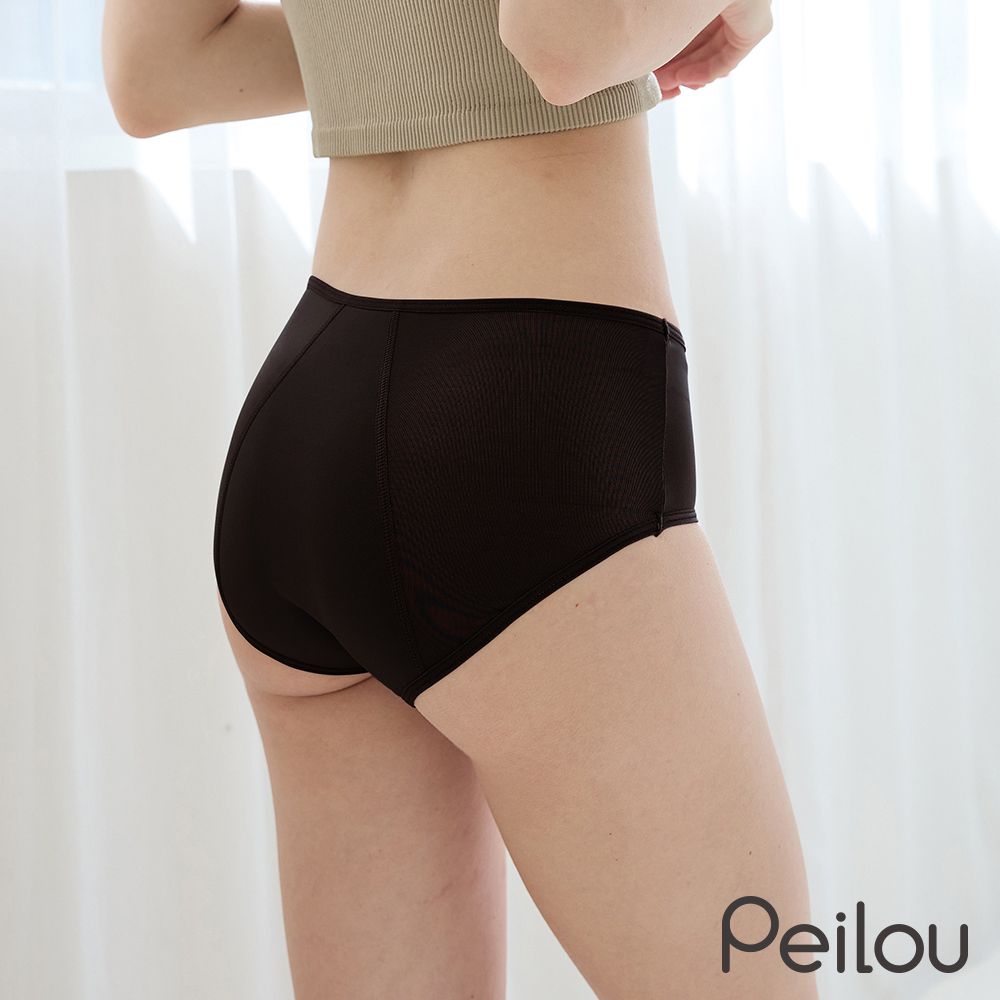 竹炭中腰生理褲-素色-黑色