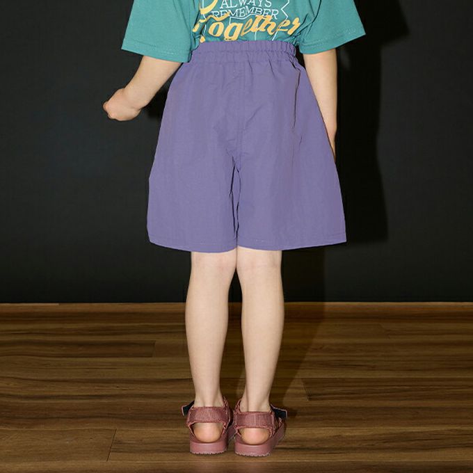 日本 b-ROOM - 輕盈尼龍側邊線條短褲-紫
