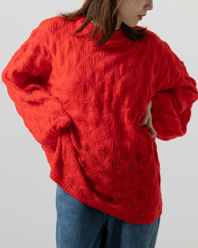 日本 gleam - 柔軟微透蓬鬆馬海毛針織上衣-炭灰