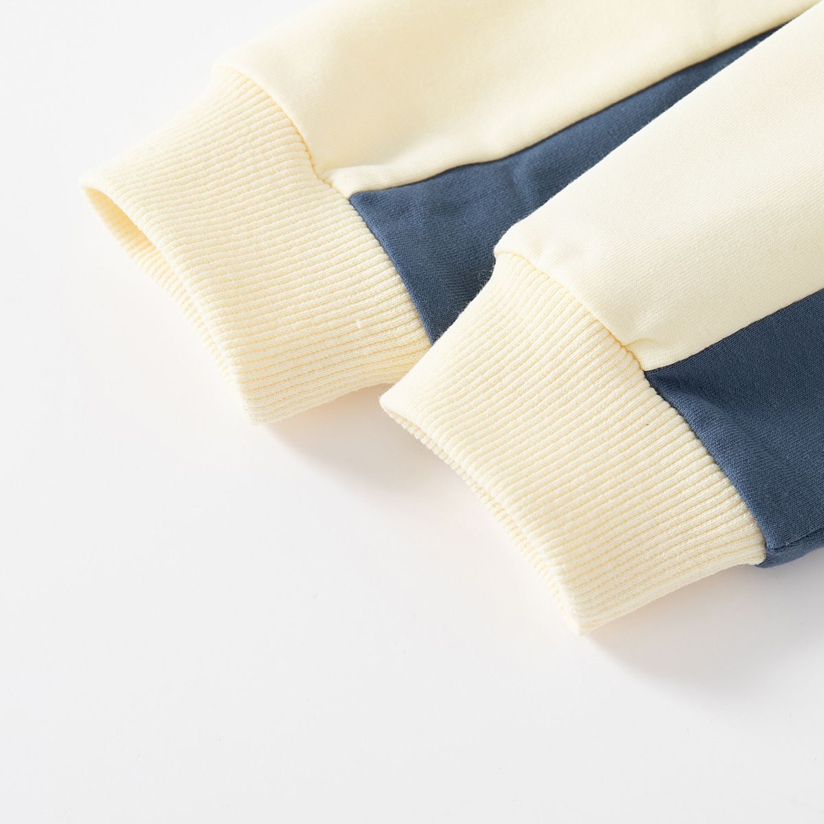 WELLKIDS - 圓領棉質長袖上衣/大學T-陽光小獅子-杏+藍