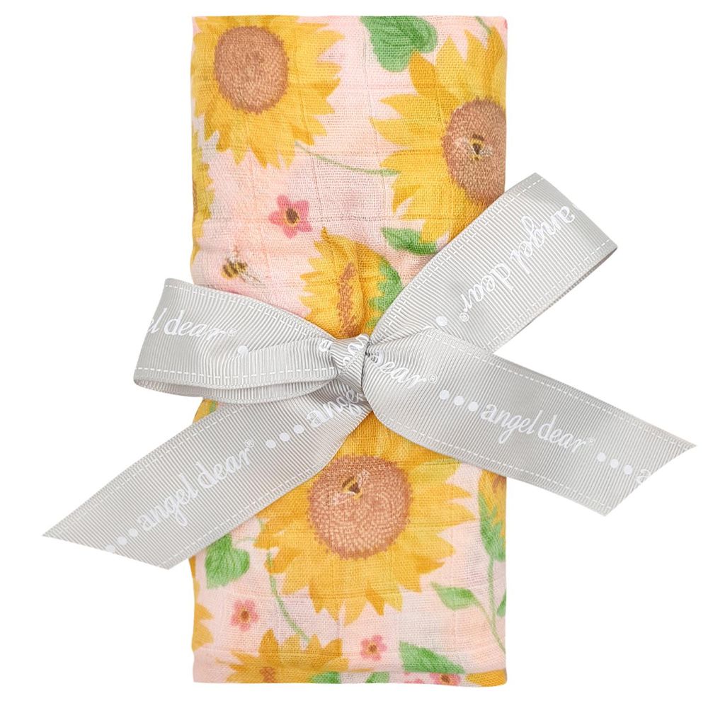 美國 ANGEL DEAR - 竹纖維嬰幼兒包巾-太陽花與蜜蜂