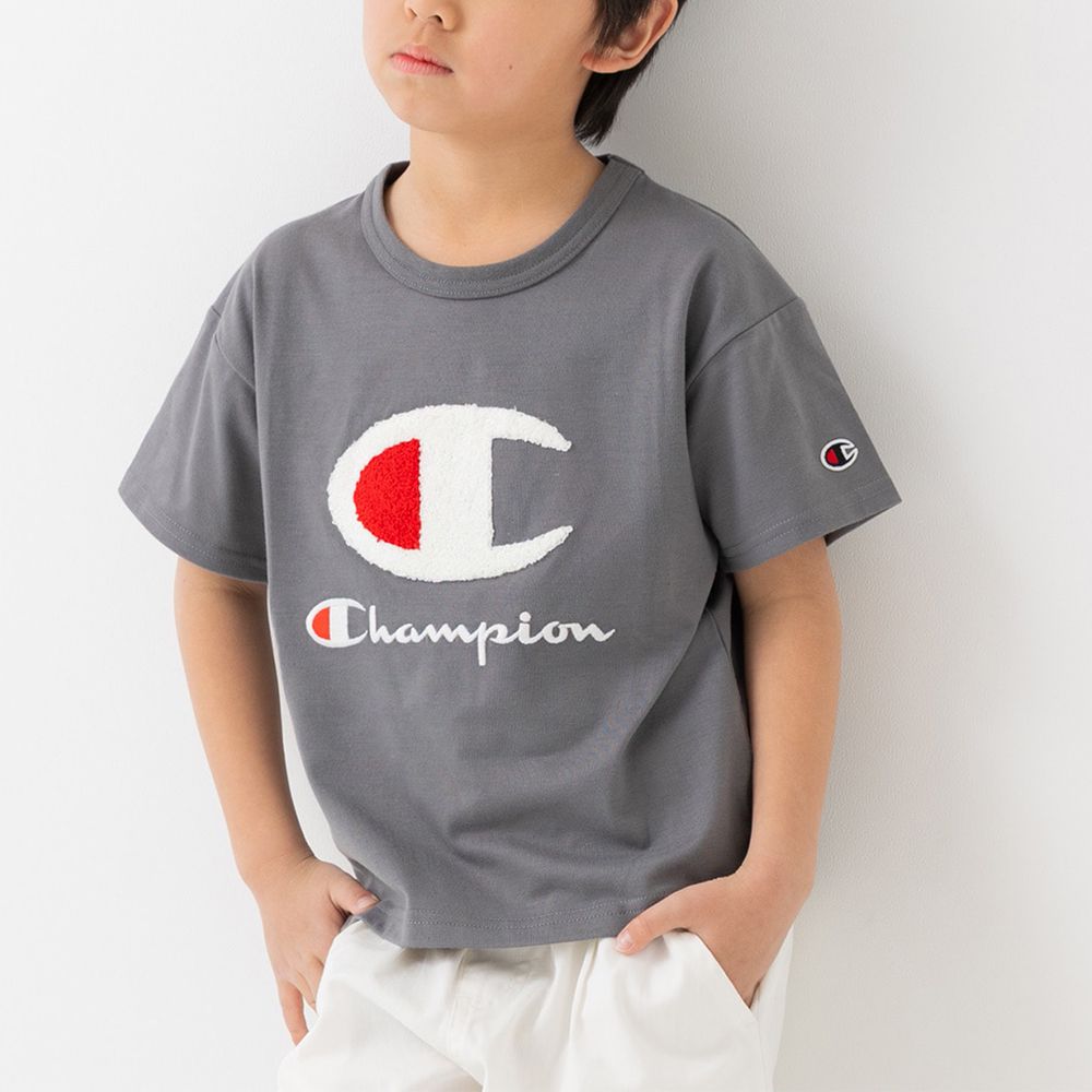 Champion聯名 刺繡大LOGO短袖上衣-炭灰