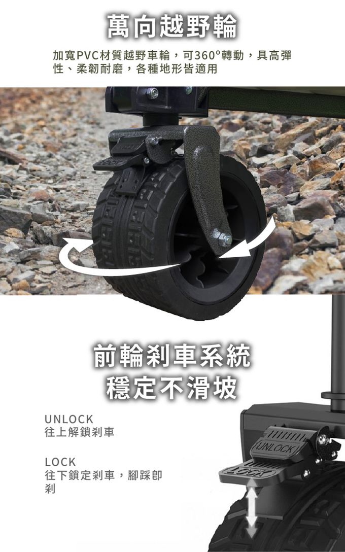 Golden Fox - 多用途折疊推車 GF-OD01 兩色(露營拖車/越野款四輪手拉車/寵物拖車)-黑色