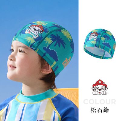 人氣卡通 - UPF50+兒童泳帽-卡通人物毛毛-綠色