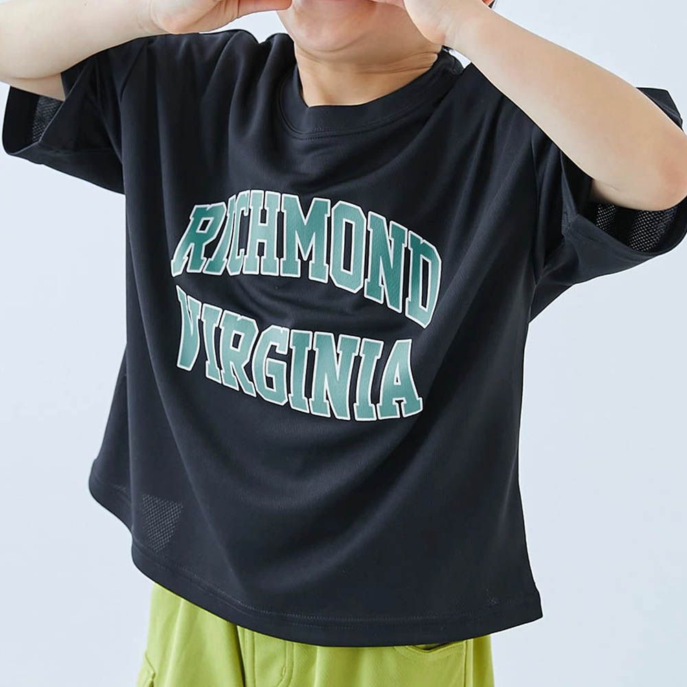 速乾網眼超舒適短袖上衣-英文logo-黑