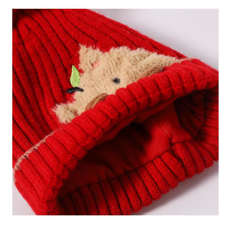 小熊圍脖毛帽組-橘色 (帽圍50-54CM/建議年齡3-8歲)