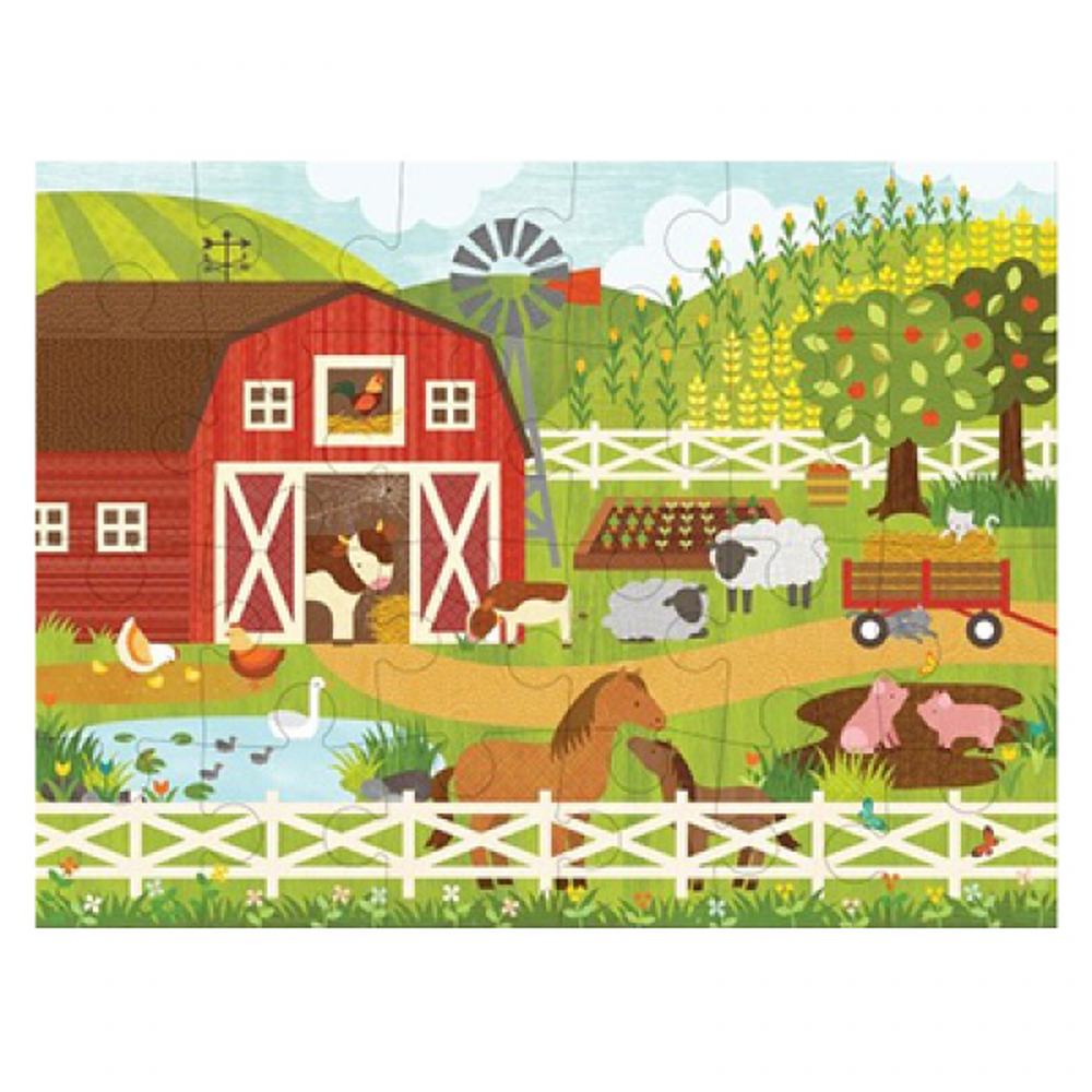 美國 Petit Collage - 地板拼圖-歡樂農場-24片
