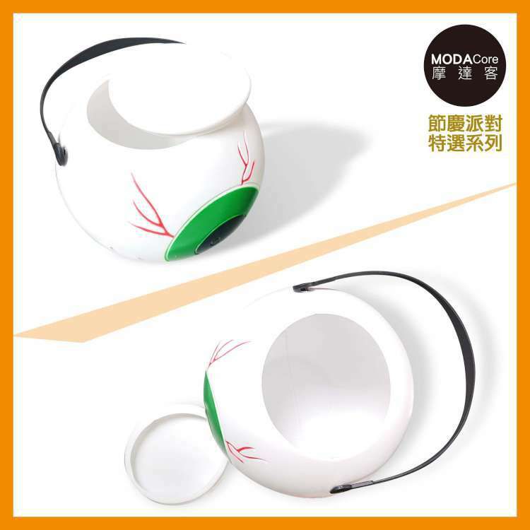 MODACore 摩達客 - ★萬聖派對變裝扮道具★16cm大綠血絲眼球帶蓋糖果桶-單入 16*16*13cm
