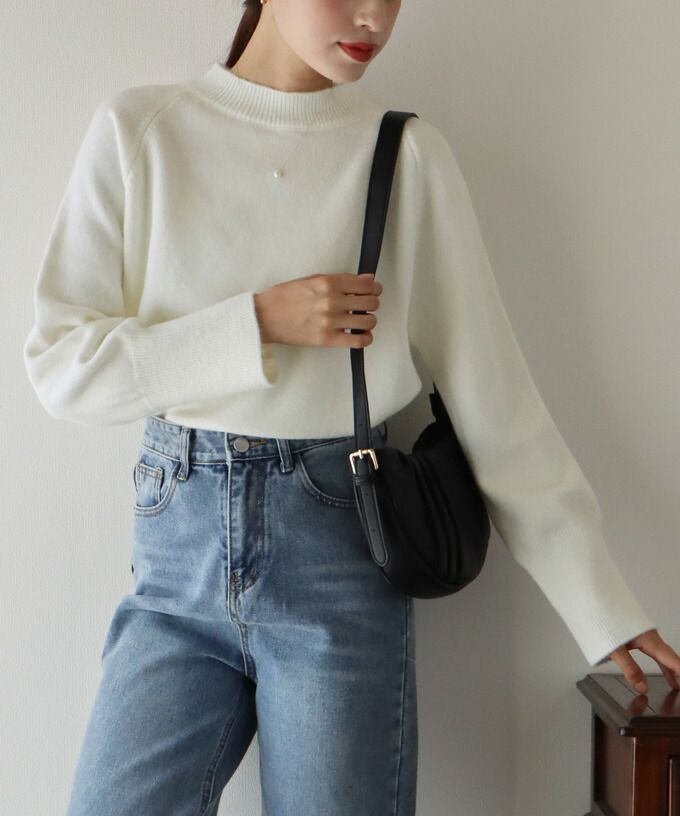 日本 BLUE EAST - 優雅立領針織上衣-草綠