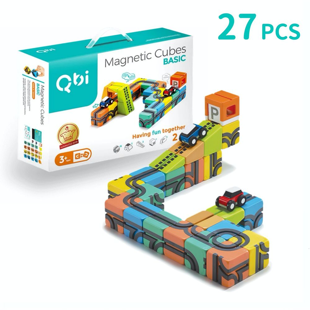 Qbi - 益智磁吸軌道玩具-雙人組-27件組