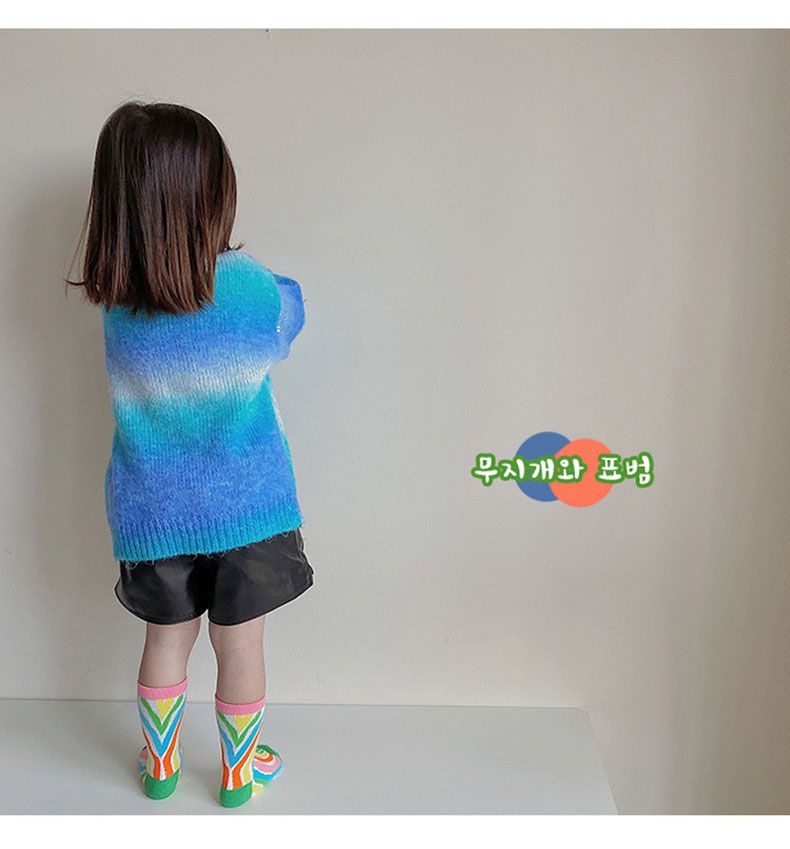 兒童中筒襪 (三入一組)-1097彩虹豹纹襪