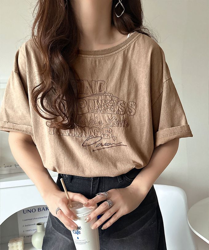 日本 Classical Elf - 純棉復古logo船領前後穿短袖上衣-粉紅