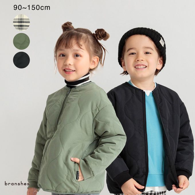 日本 BRANSHES - 簡約波浪絎縫無領休閒外套-格紋-灰白