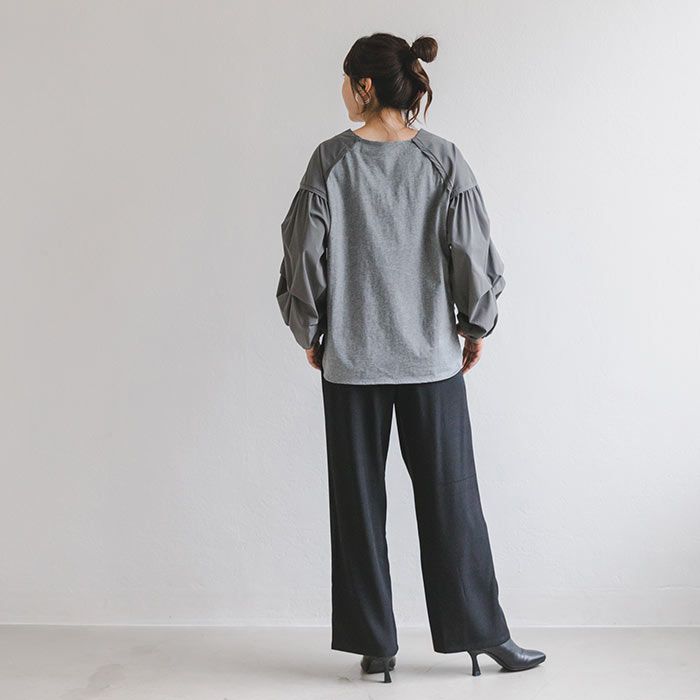 日本 ihuu - 小巧思層次設計薄長袖上衣-杏白