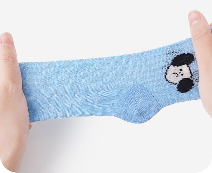 元氣小狗小熊網眼短筒棉襪