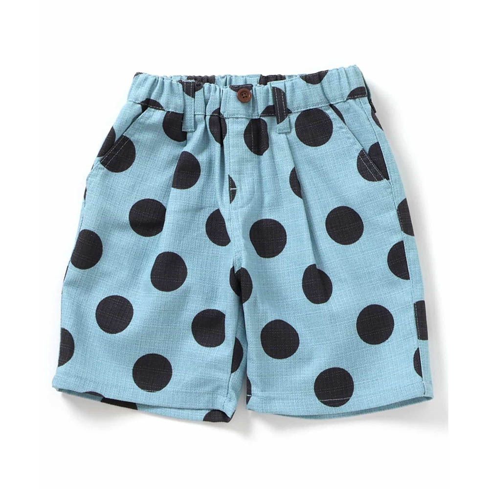 夏日印花斜紋布帥氣短褲-點點-淺藍