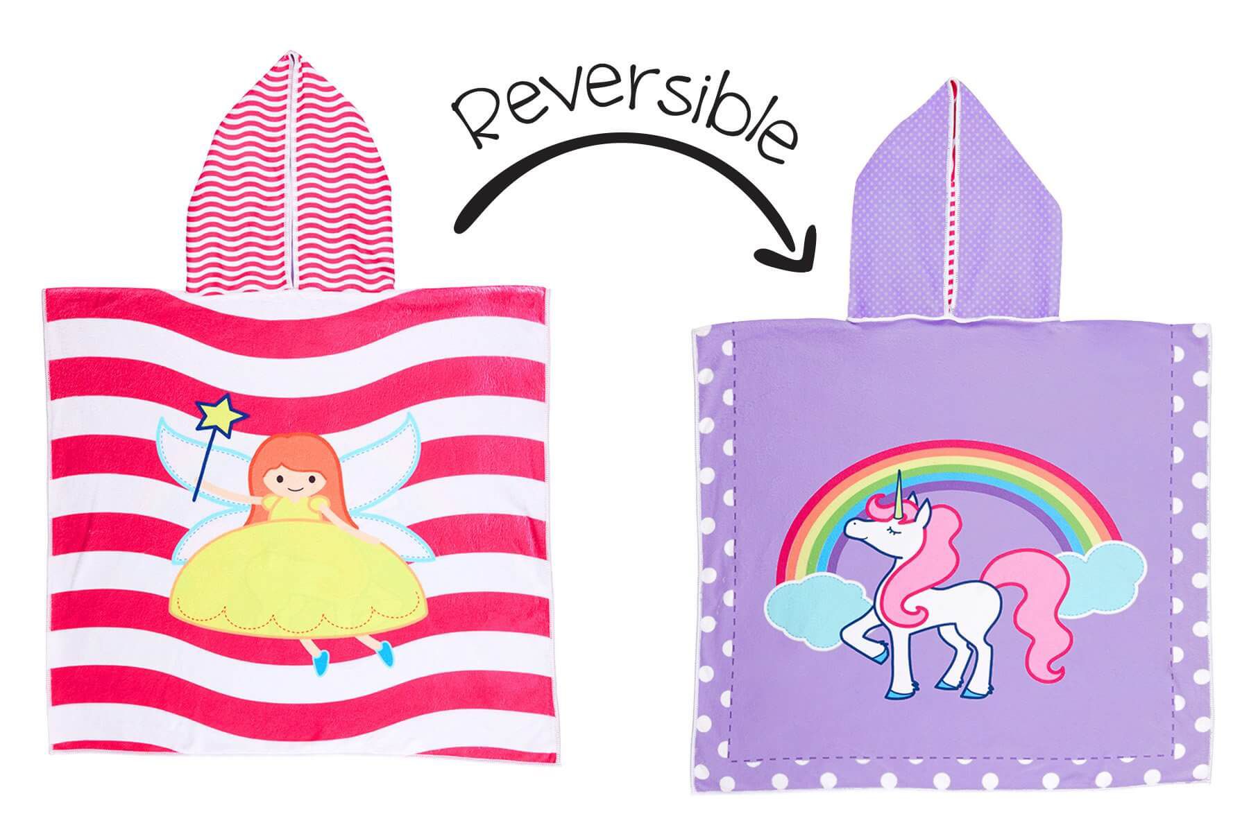 加拿大 flapjackkids - 雙面防曬連帽罩衫/浴巾-精靈/獨角獸