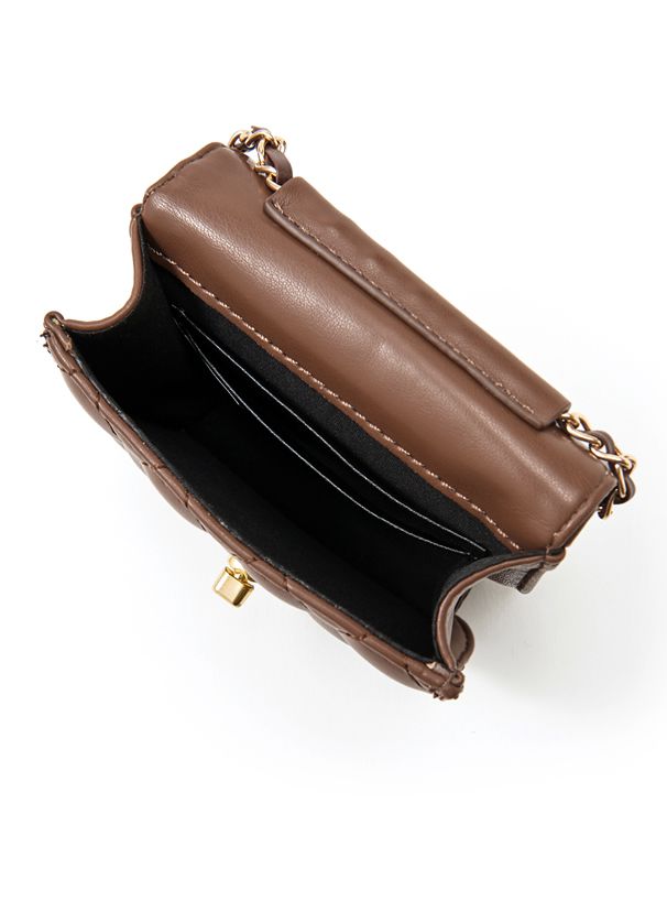 日本 GRL - 菱紋方型金屬鏈小包/側背包-米杏 (F)