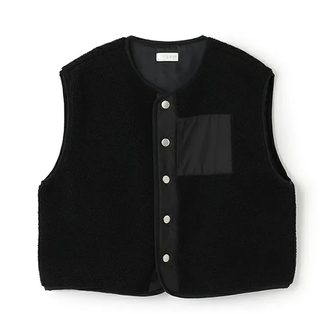 日本 b-ROOM - 可愛毛毛保暖背心-灰藍