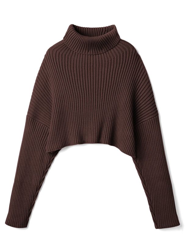 日本 GRL - 落肩高領羅紋針織上衣-暖陽橘 (F)