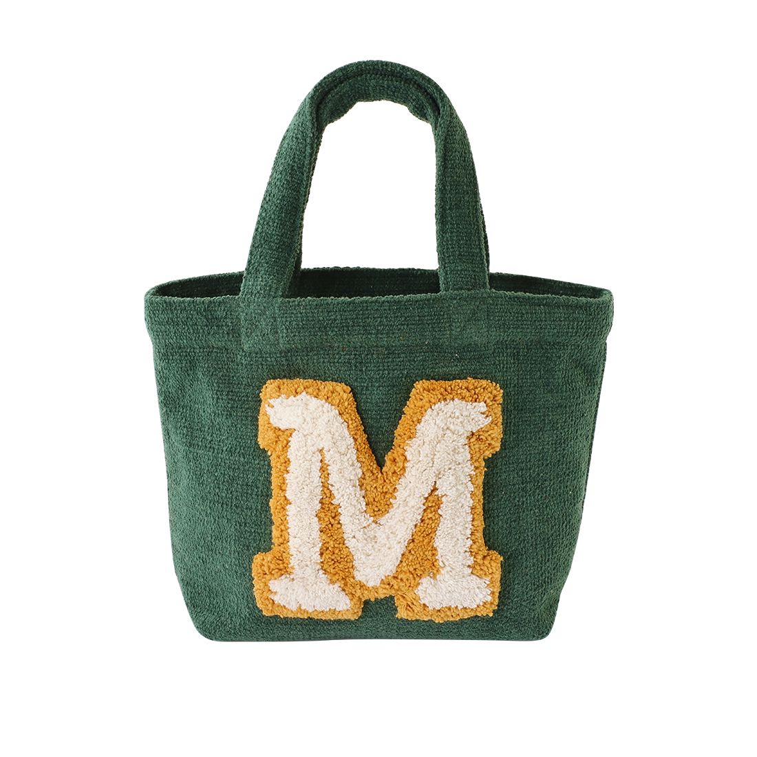 日本 TOMO - 毛茸茸英文字母刺繡帆布包-S-暖黃 (29×21×D10cm)