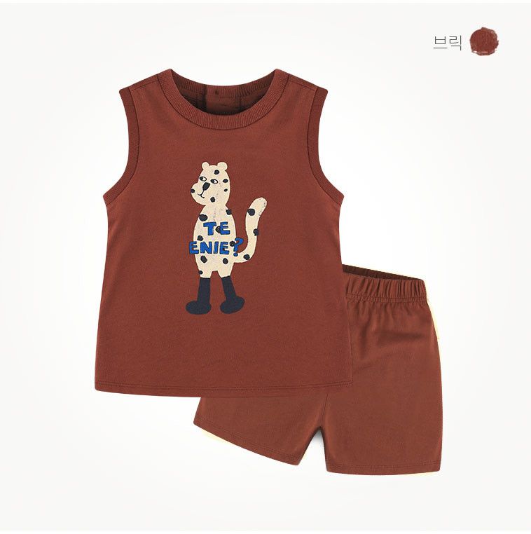 韓國 milk mile - 站立點點老虎無袖套裝-黑