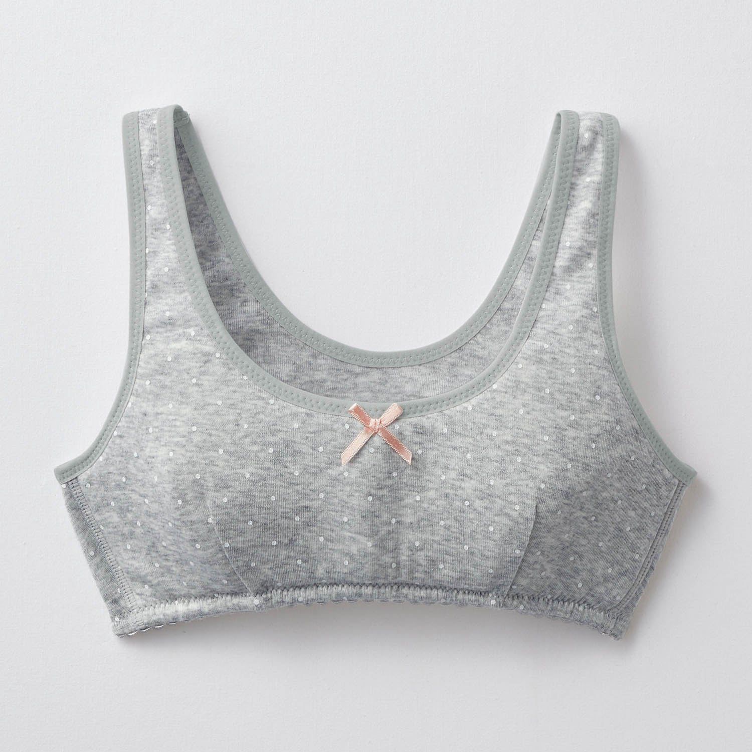 日本 Hummingchouchou - 100%棉 附Bra少女內衣/內搭胸衣-蝴蝶結-米白