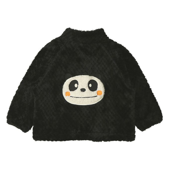 日本 ZOOLAND - 泰迪熊毛絨可愛動物臉休閒外套-貓熊-黑