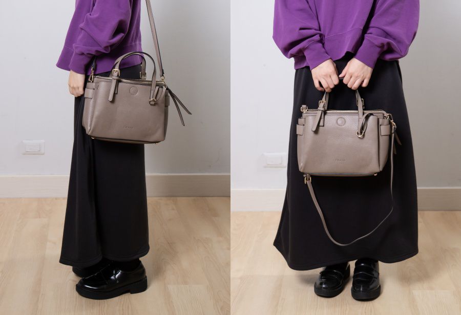 日本 FIRANO - [明星著用款]多夾層2WAY托特包+側背包2件組-焦糖 (34x28x14cm)