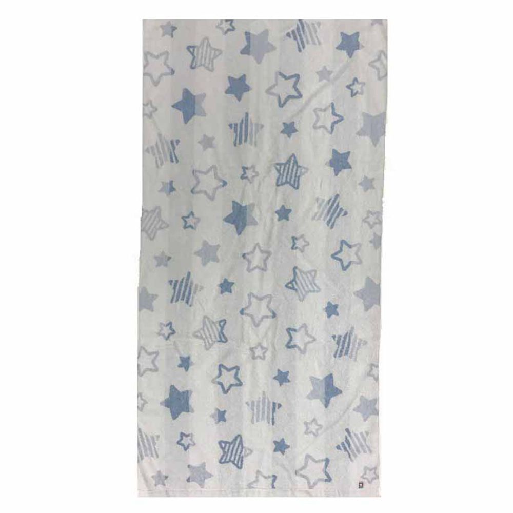 akachan honpo - 今治無捻浴巾 長方形-星星-藍色 (60×120cm)
