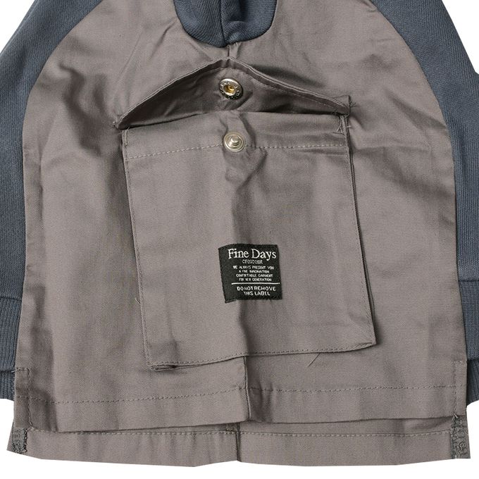 akachan honpo - 平織拼接休閒上衣-深藍色