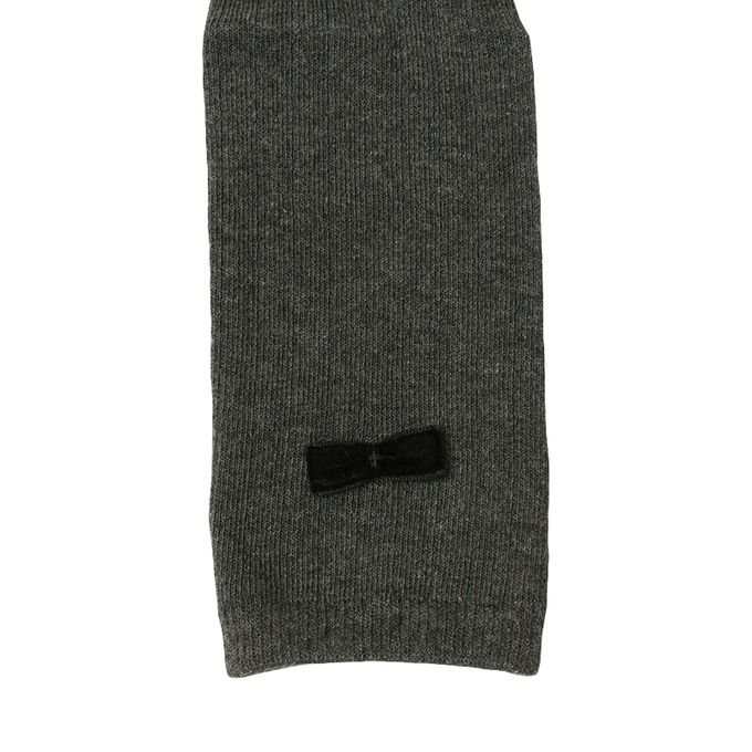 akachan honpo - 緊身褲-天鵝絨蝴蝶結-深灰色