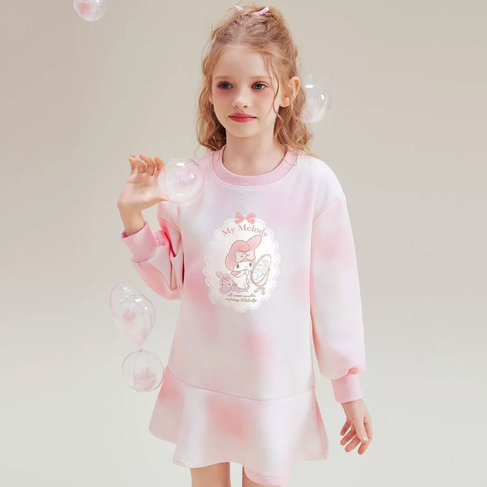 甜心必備長袖洋裝-卡通人物美樂蒂-漸層粉