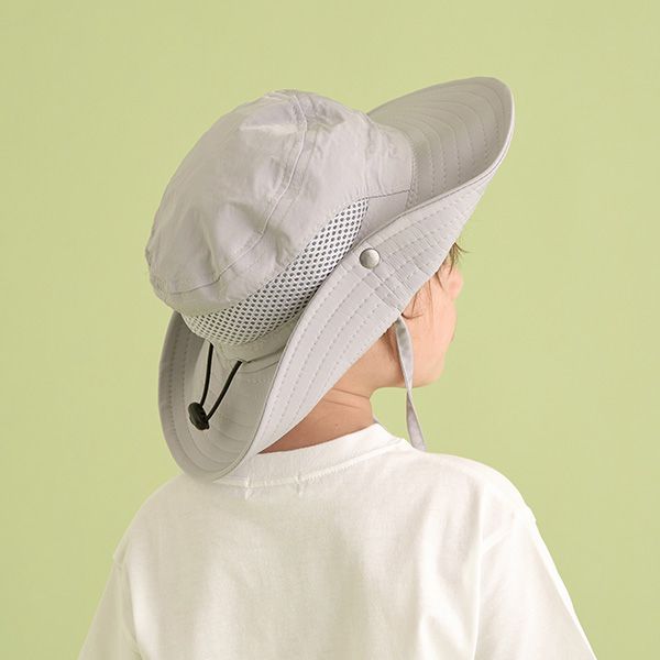 日本 b-ROOM - 抗UV側邊網眼百搭遮陽帽-淺灰 (50-54cm)