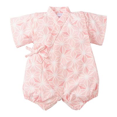 akachan honpo - 甚平包屁衣-麻葉-粉紅色-日本製
