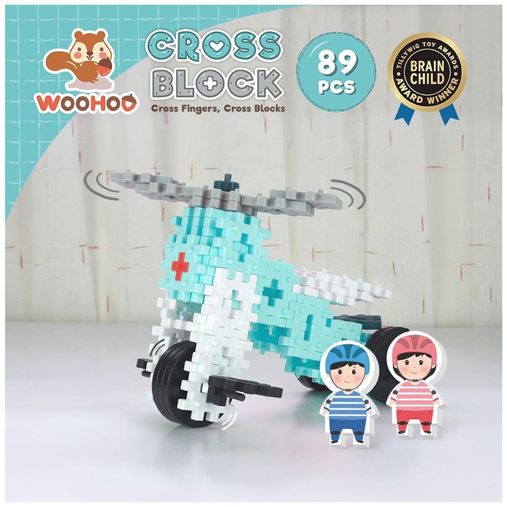 WOOHOO - CROSS BLOCK 心心積木交通組 - 滑步車-89PCS